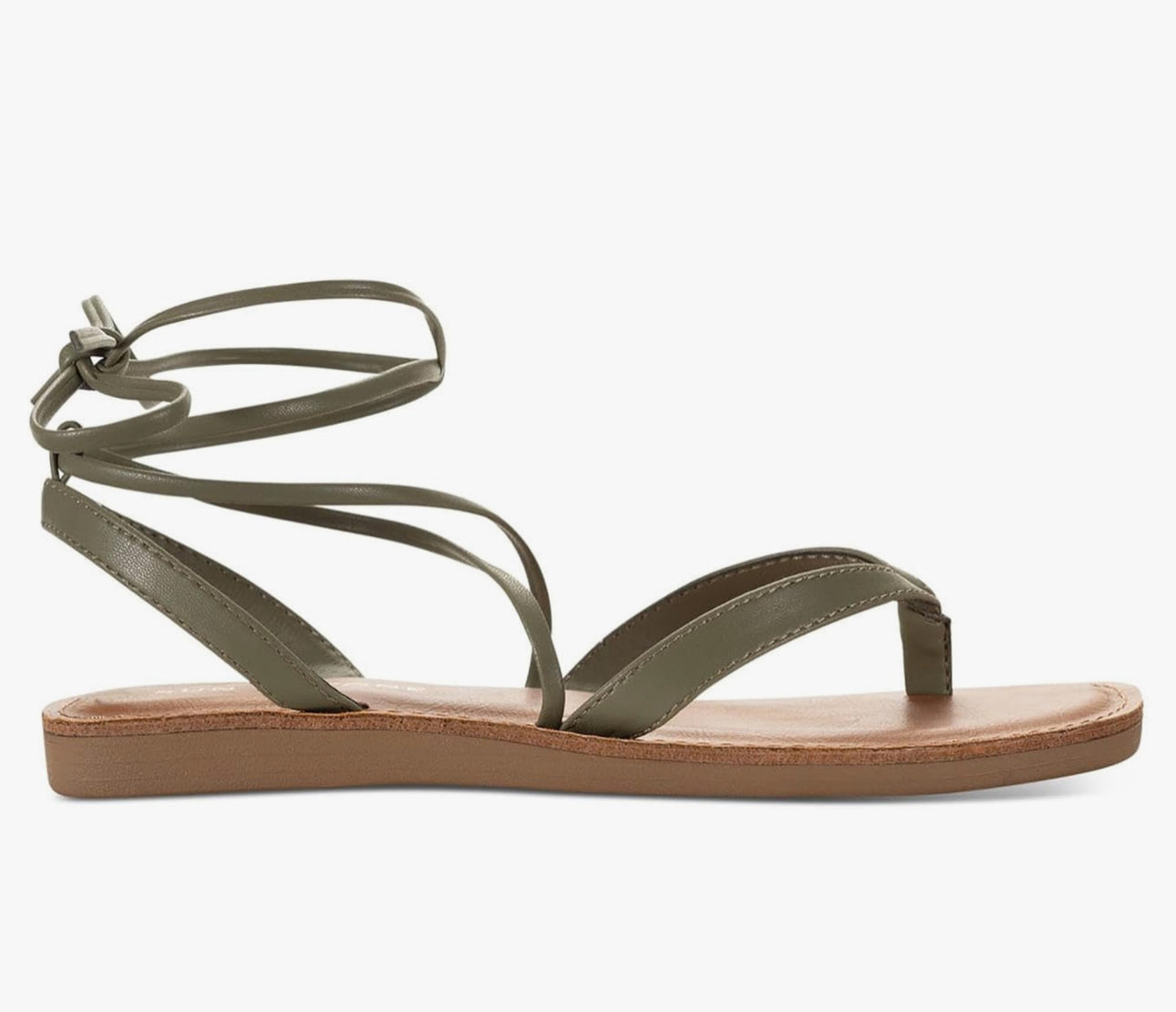 SUN STONE Womens Maggiee Strappy Flat Thong Sandals, Olive