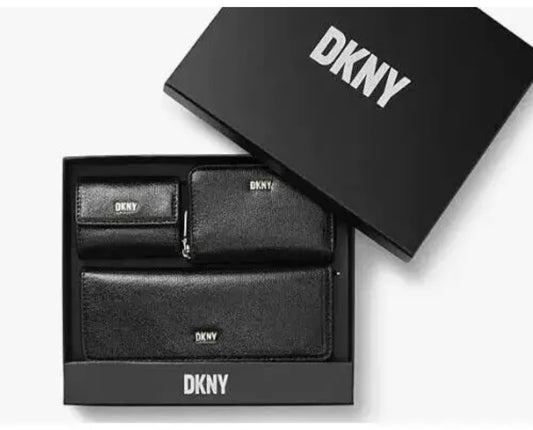 DKNY Lumen 3 Piece Wallet Set in Gift Box Black