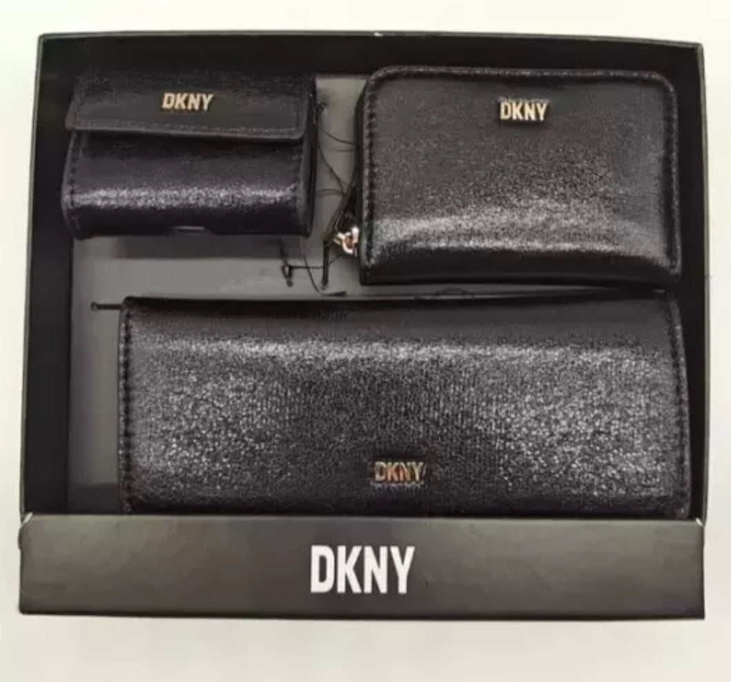 DKNY Lumen 3 Piece Wallet Set in Gift Box Black