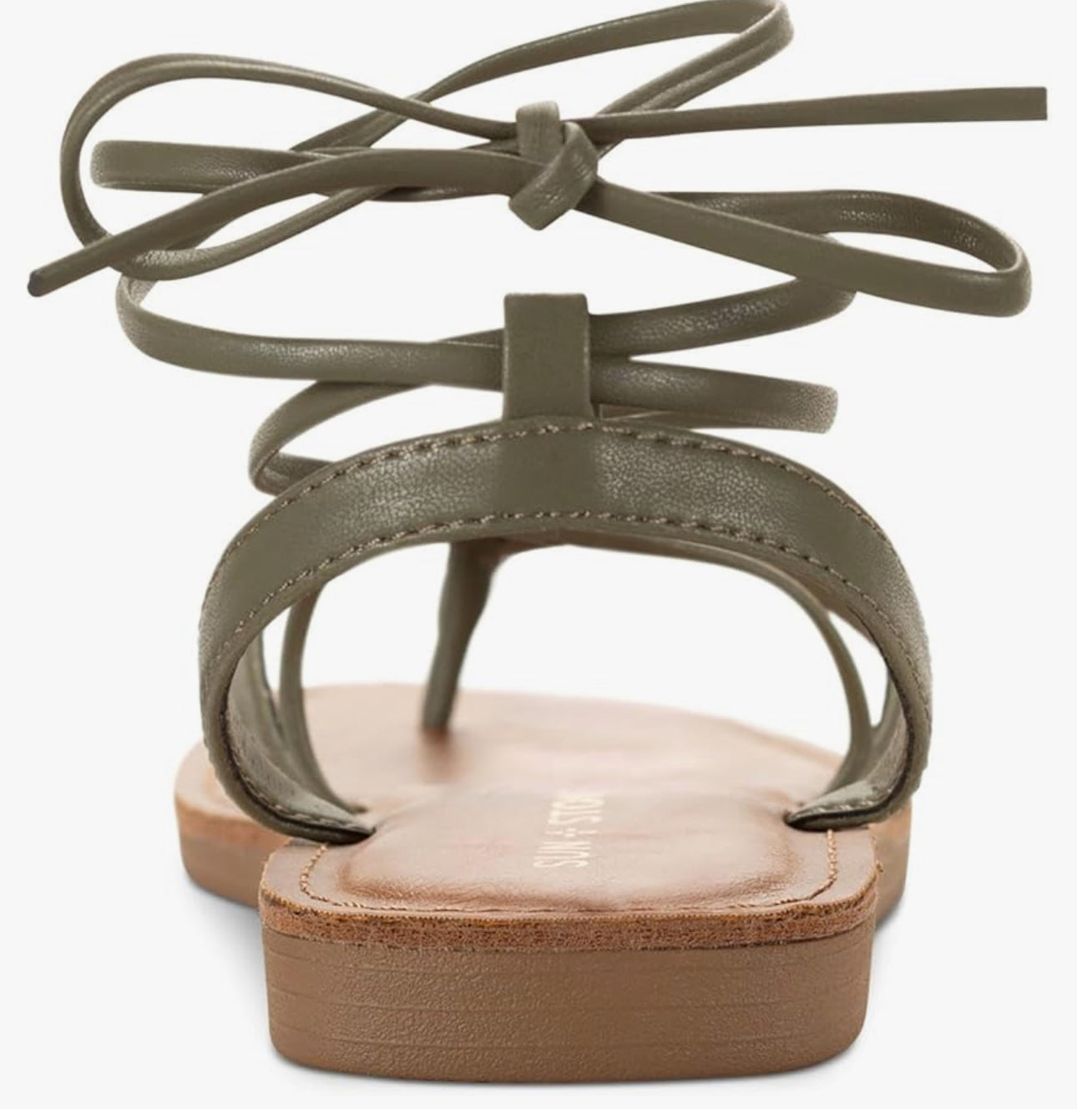 SUN STONE Womens Maggiee Strappy Flat Thong Sandals, Olive