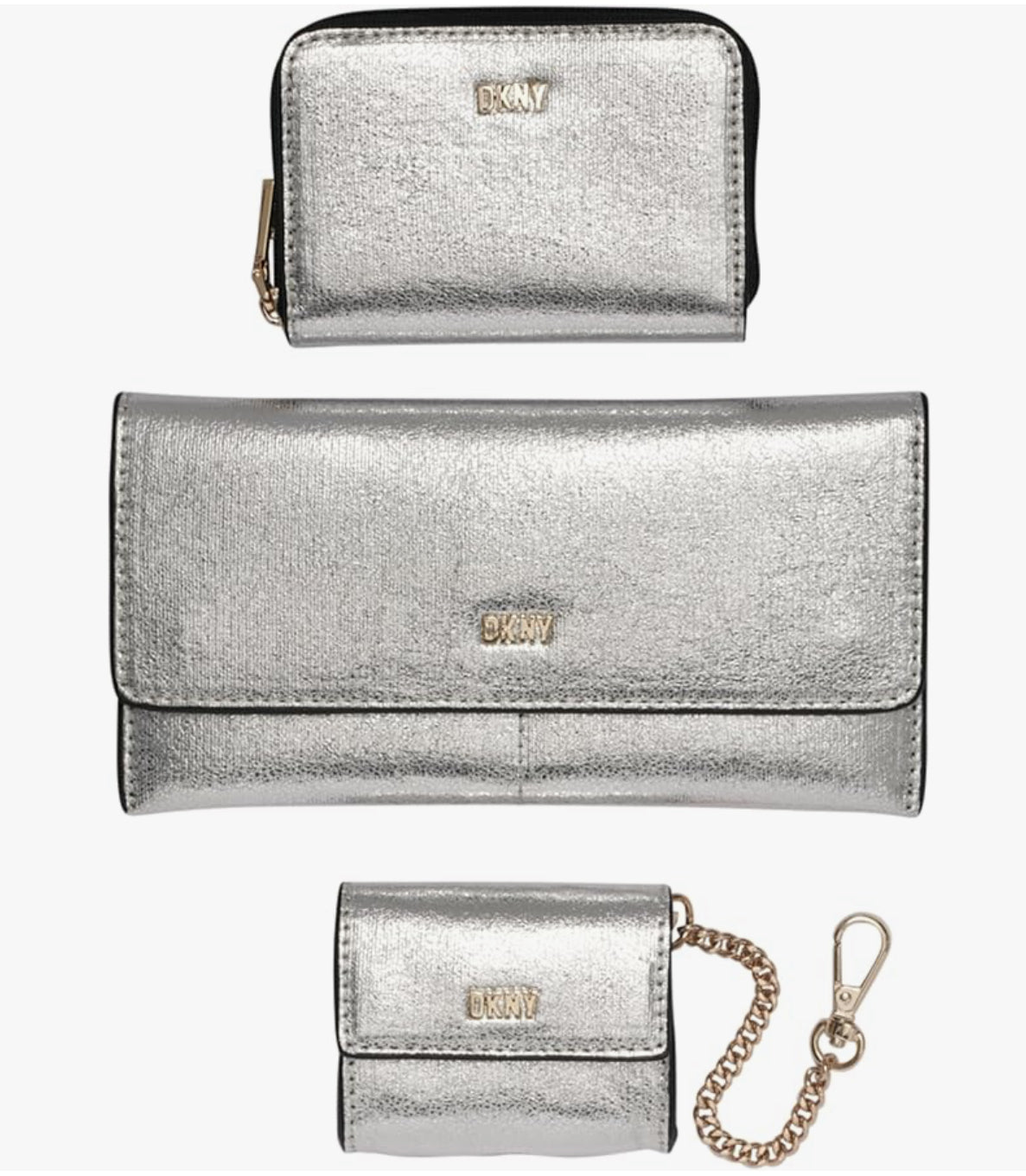 DKNY Lumen 3 Piece Wallet Set in Gift Box Silver