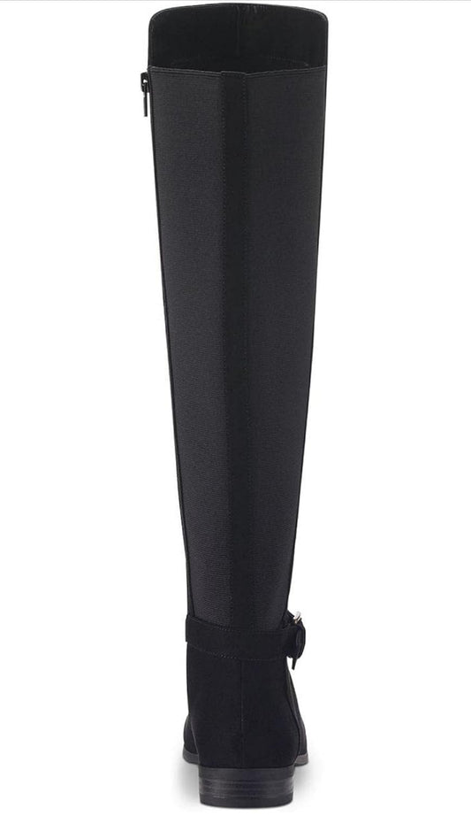 Style & Co. BLACK Women's Kimmball Leather Stretch Over-the-Knee Boots