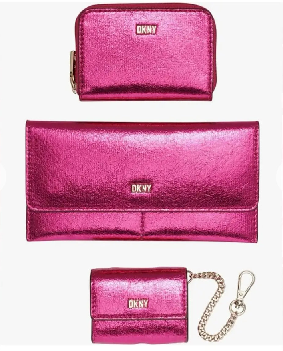 DKNY Lumen 3 Piece Wallet Set in Gift Box Pink