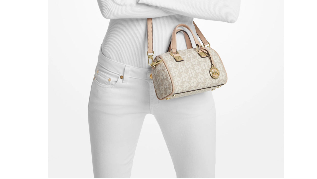 Michael Kors Women Grayson-Sm Duffle Crossbody Top Handle Leather Bag Vanilla OS