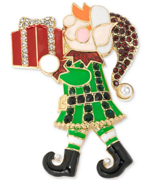Holiday Lane
Gold-Tone Multicolor Crystal Elf Pin