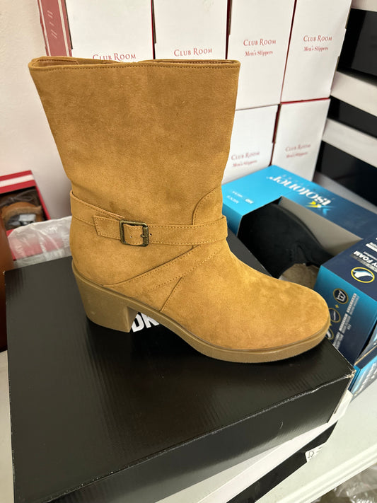STYLE & COMPANY Women's Brown Comfort Bessiee Round Toe Block Heel Booties