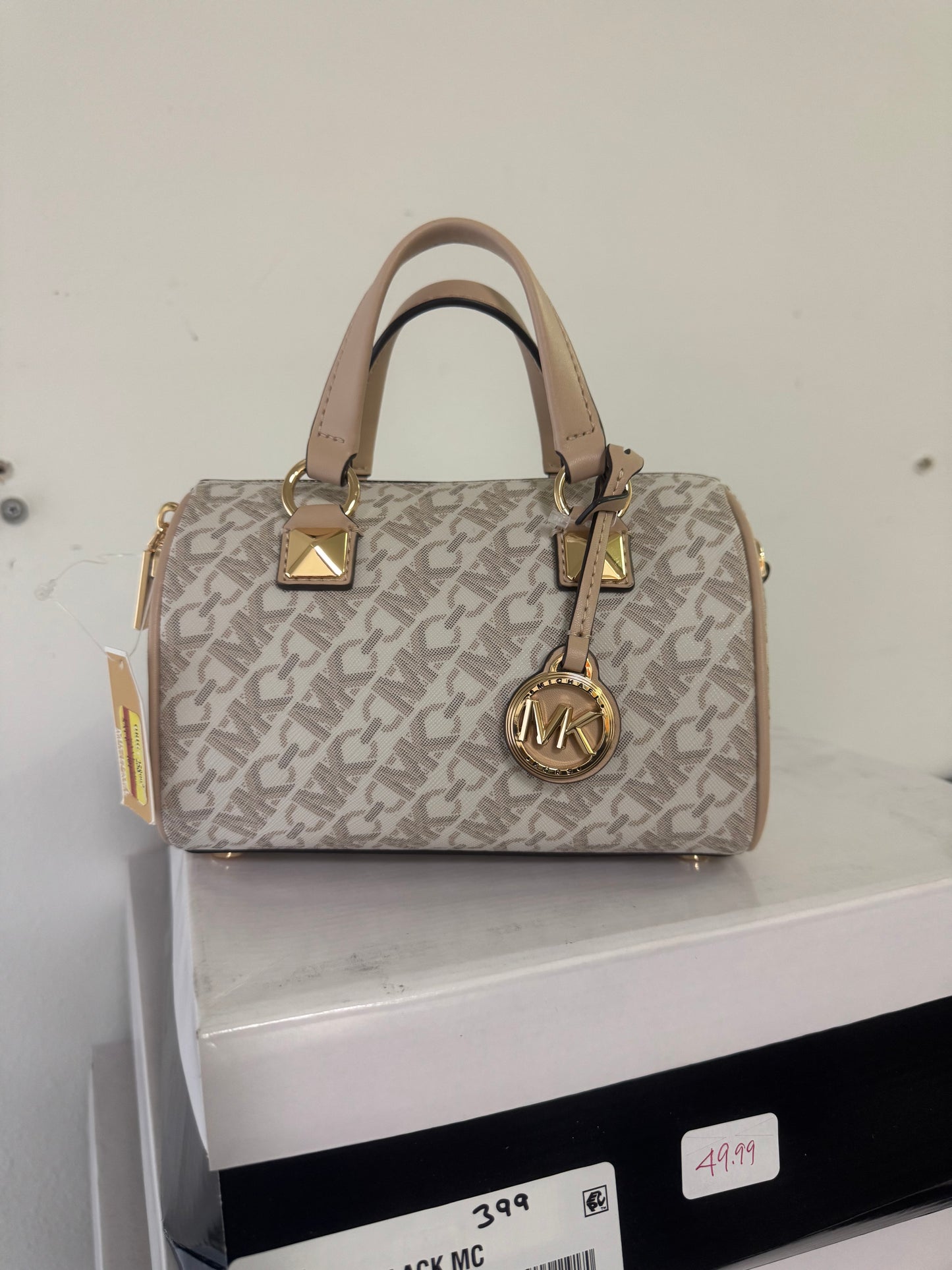 Michael Kors Women Grayson-Sm Duffle Crossbody Top Handle Leather Bag Vanilla OS
