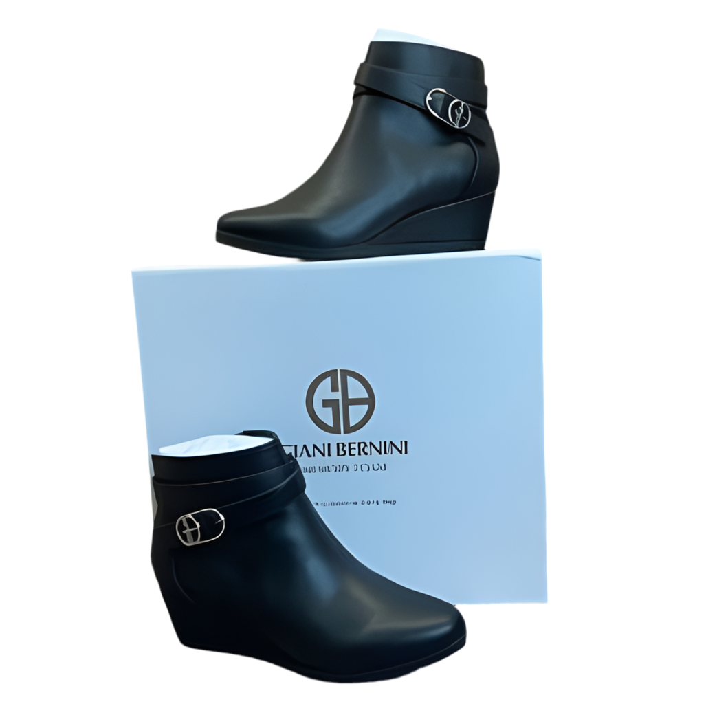 Giani Bernini Black Cherub Wedge Memory Foam Ankle Booties 11M