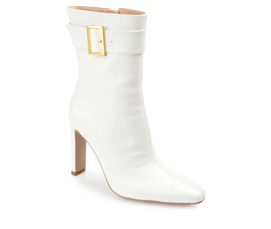 JOURNEE COLLECTION ELANIE ZIP UP BOOTIE IN FAUX CROCO
