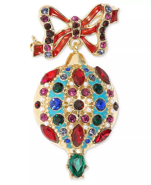Holiday Lane
Gold-Tone Multicolor Crystal & Imitation Pearl Ornament Pin