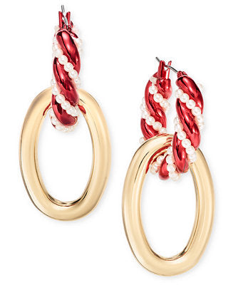 Holiday Lane
Two-Tone Oval Charm Imitation Pearl Swirl Drop Earrings