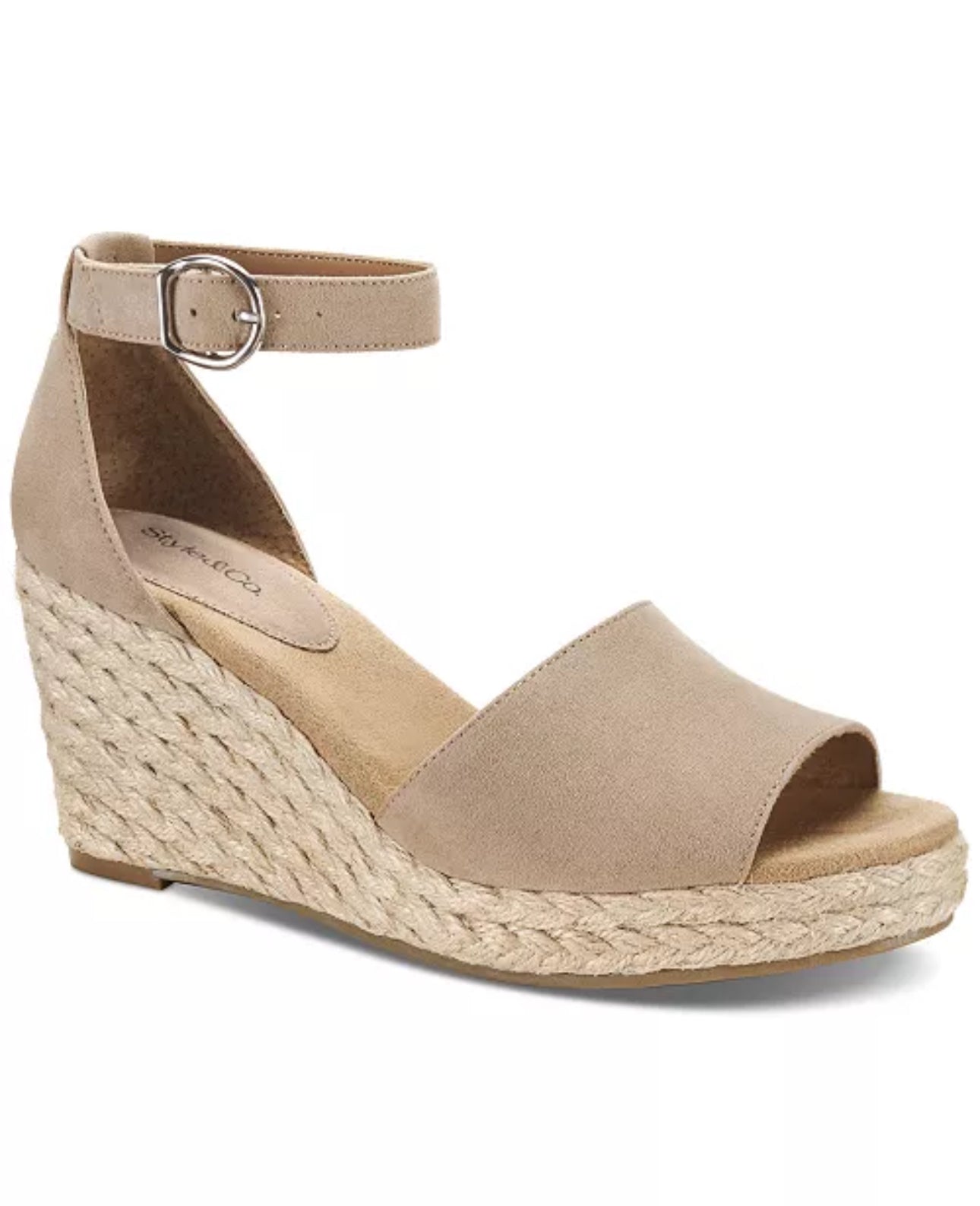 Style & Co. Womens Seleeney Faux Suede Open Toe Wedge Sandals